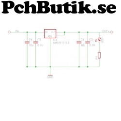 step down till 3.3V AMS1117 mini modell, passar kopplingsdäck