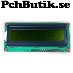 LCD display 2x16 tecken gult bakgrunds ljus, Passar Arduino.