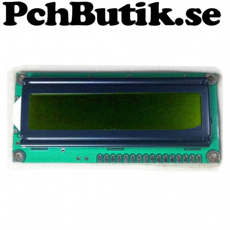 LCD display 2x16 tecken gult bakgrunds ljus, Passar Arduino.