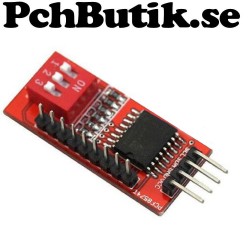 I2C expander 8 portar, 8 adresser PCF8574T. Passar Arduino