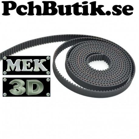 Kuggrem GT2 6mm bred Kugglängd: 2 mm (pitch) 1 Meter. 3DP MEK