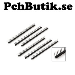 6 st Stiftlist 1x40 pinnar 90 graders vinkel. Passar moduler till Arduino