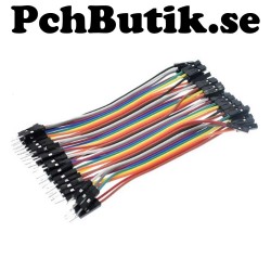 10 cm Flatkabel med hona-hane kontakter, 40 kablar bred, passar Arduino