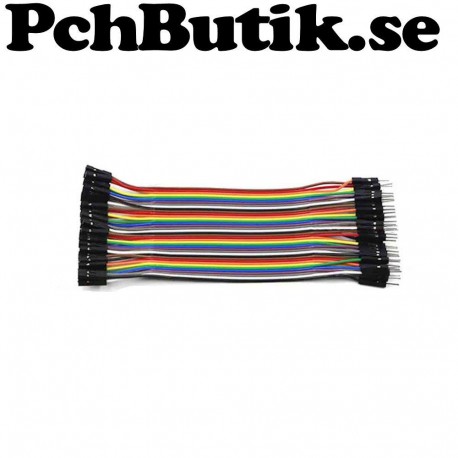 30 cm Flatkabel med hona-hane kontakter, 40 kablar bred, passar Arduino