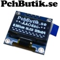 OLED display 0.96 tum,med 128x64 vita pixlar. I2C SSD1306