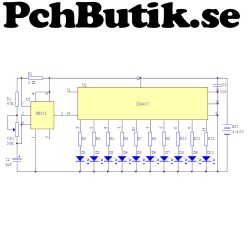 Byggsats med vandrade ljus. 10 st lysdioder 5 till 12 Volt