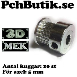 Kuggremsdrev för GT2 kuggrem 20 tänder. För axel 5mm. MEK 3DP