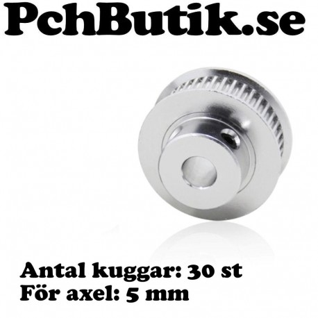 Kuggremsdrev för GT2 kuggrem 30 tänder. För axel 5mm. MEK 3DP