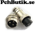 Aviation Plug 3-Pin 16mm GX16-3 Metal Male Female Panel Connector