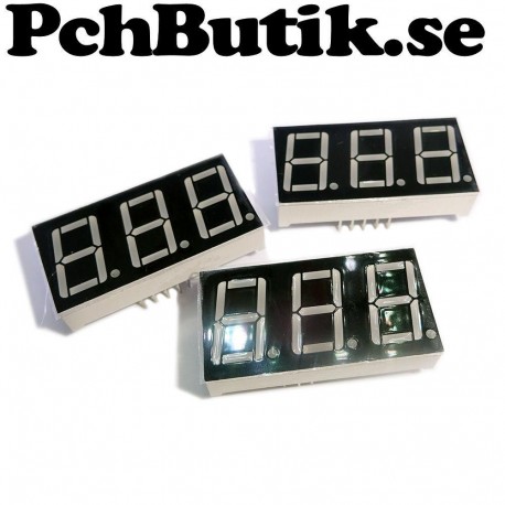 3-Pack. 3 siffrors, 7 segments display 14.2 mm, Gemensam katod.