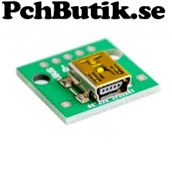 2-pack. Mini-B USB till PCB med hål-pads 