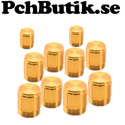 10st. Guld färgade potentiometer rattar i aluminum 15 x 16.5mm