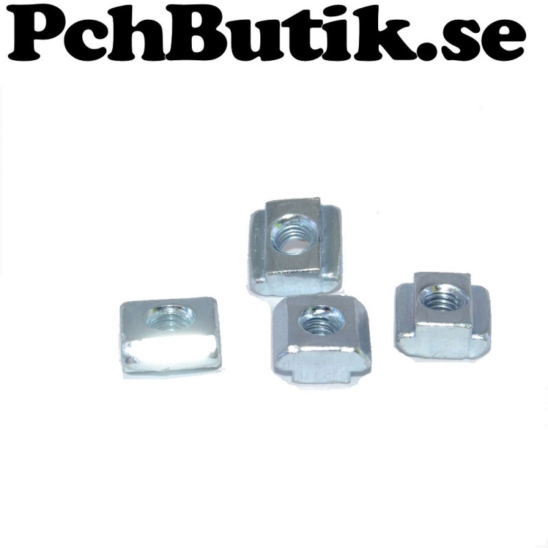 4-pack. T-Spår mutter M4x9.5, aluminiumprofil 20-serie