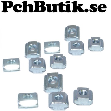 12-pack. T-Spår mutter M4x9.5, aluminiumprofil 20-serie