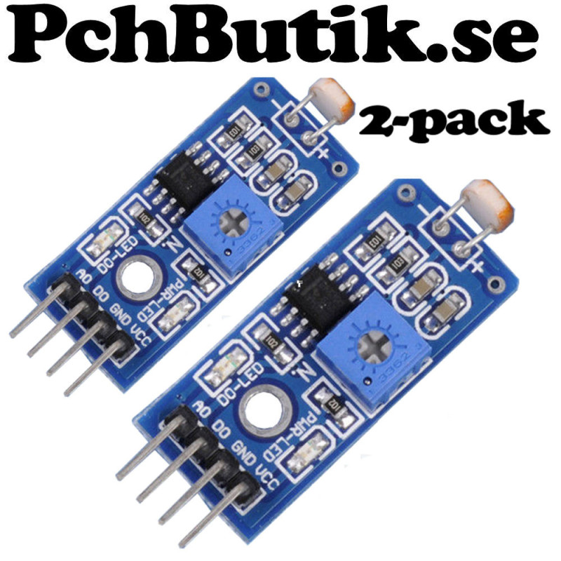 2-pack, Ljussensor, Ljus sensor, digital och analog utgång. Passar Arduino