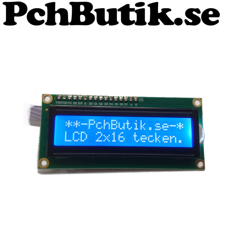 LCD HD44780 Kompatibel 16x2 tecken, passar Arduino