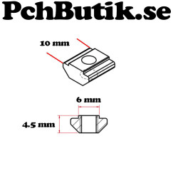 4-pack. T-Spår mutter M3, aluminiumprofil 20-serie
