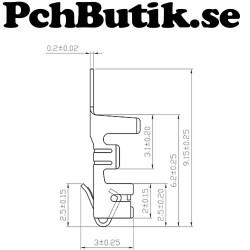 25-pack kabel med hylsa för XH2.54 200mm Blå.