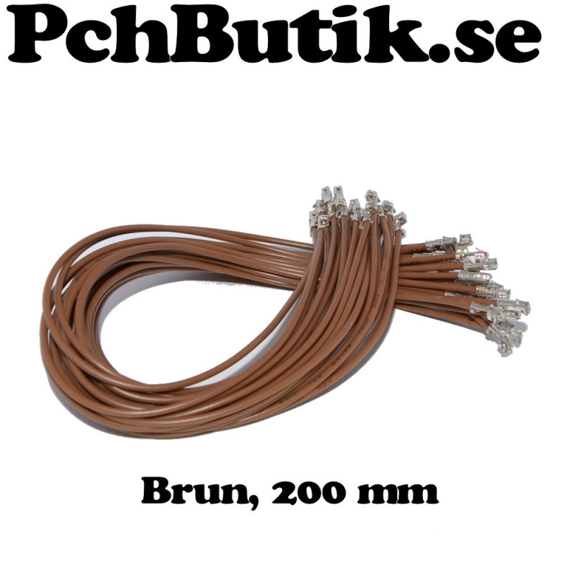 25-pack kabel med hylsa för XH2.54 200mm Brun.