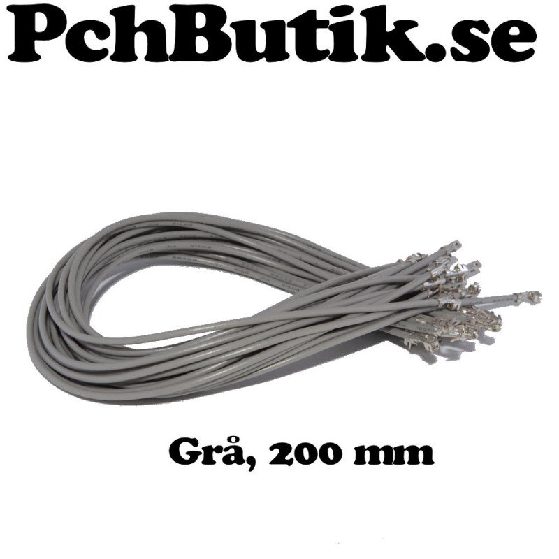 25-pack kabel med hylsa för XH2.54 200mm Grå.