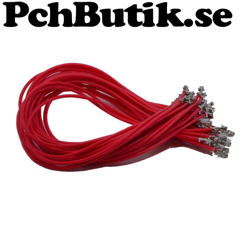 25-pack kabel med hylsa för XH2.54 200mm Röd.