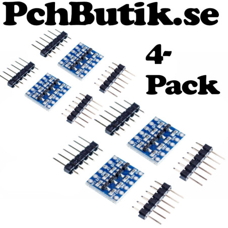 4-pack. Nivå omvandlare 5V till 3.3V båda riktningar 4 kanaler, passar Arduino