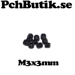 10-pack, M3x3 Stoppskruv platt botten