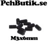 10-pack, M3x6 Stoppskruv med platt botten