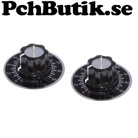 2 pack. Potentiometer ratt och skala, för 6mm axel