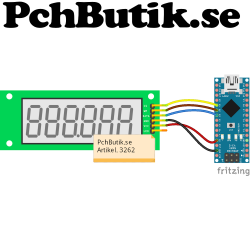 6 siffror LCD display, 7 segments siffror