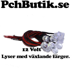 10-pack, lysdiod långsamt växlande färger10mm för 12 Volt. bil båt husvagn.