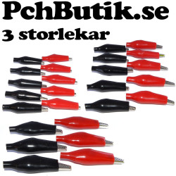 Kit med 26 st. Krokodil-klämmor 28-45 mm