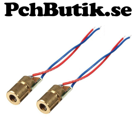 2 st laser 1mW 3V 650nm (Röd) metall kapslad. Passar Arduino