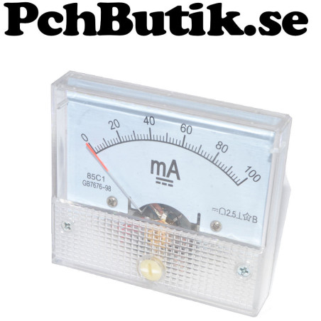 Analog amperemeter 0 till 100mA Ampere för panel montage.