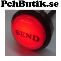 Röd trasparent kupad knapp. 60 mm stor strömbrytare