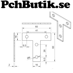 2-pack. Vinkel T i stål, aluminiumprofil 2020-serie