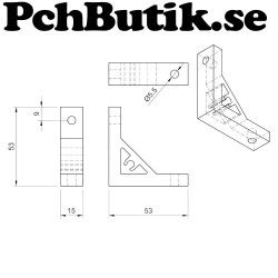 2-pack. Vinkel L i aluminiumprofil 2020-serie