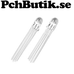 10 st Lysdiod 5mm klar lins RGB gemensam katod(minus)