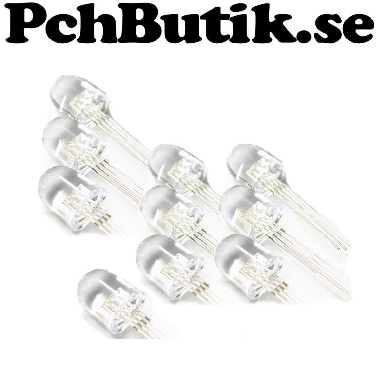 10 st lysdioder 10 mm RGB gemensam katod, passar Arduino