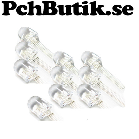 10 st lysdioder 10 mm RGB gemensam katod, passar Arduino