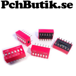6P DIP switch 2.54 mm röd kretskortsbrytare
