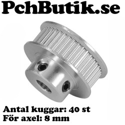 GT2 timing pulley 40T 8 mm för 3D skrivare