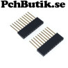 5 st hylslist 1 x 10 med långa ben. Standard delning 2.54 mm