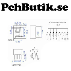 6-pack, 7 segment LED display röd 0.56tum 5611AH Gemensam katod