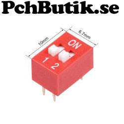 2 pole DIP switch 2.54 mm red