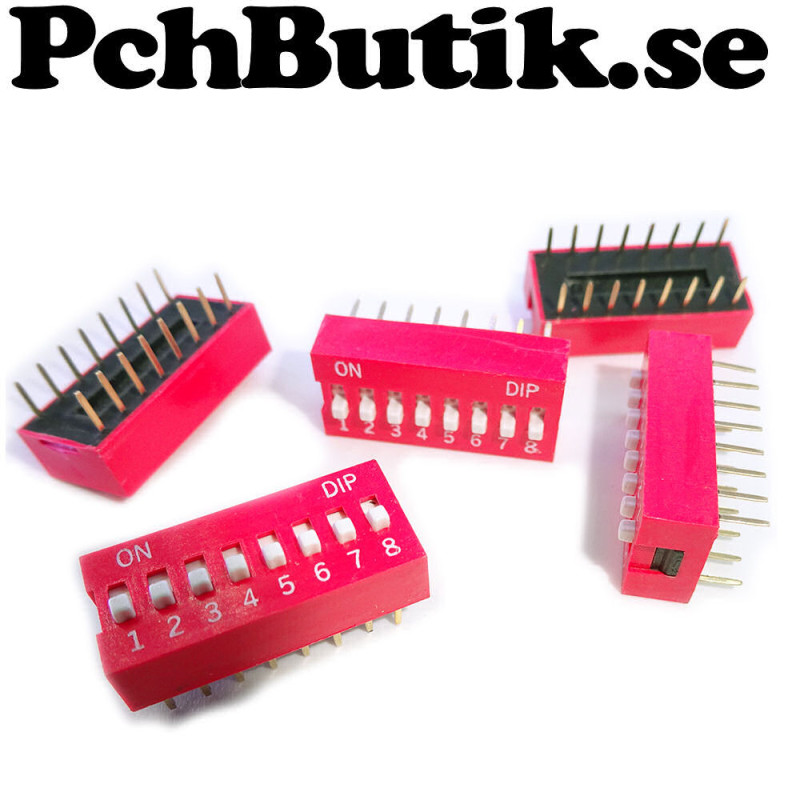 8P DIP switch 2.54 mm red PCB switch
