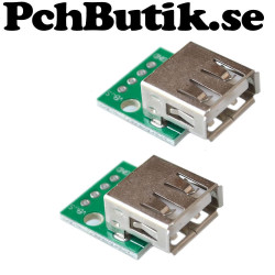 NYTT PÅ LAGER. 2-pack. USB 2.0 female humpback turn DIP 4pDIP adapter welded