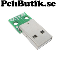 NYTT PÅ LAGER. 2-pack. USB 2.54 male humpback turn DIP 4pDIP adapter welded