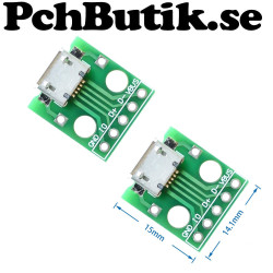NYTT PÅ LAGER. 2-pack. MICRO USB to DIP Adapter 5pin female connector B type