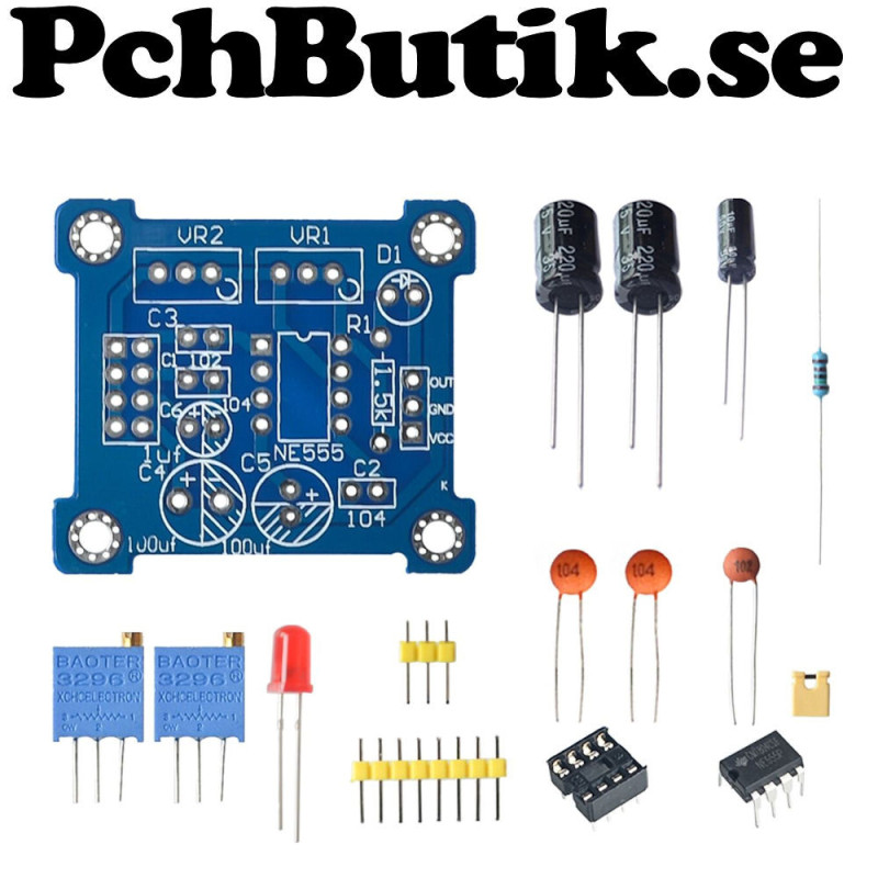 NE555 pulsgenerator DIY kit med justerbar frekvens